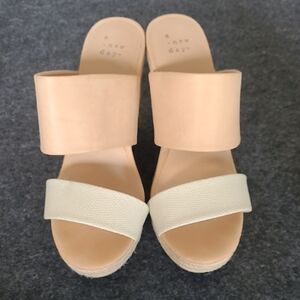 A New Day Tan and Cream Slide Sandals